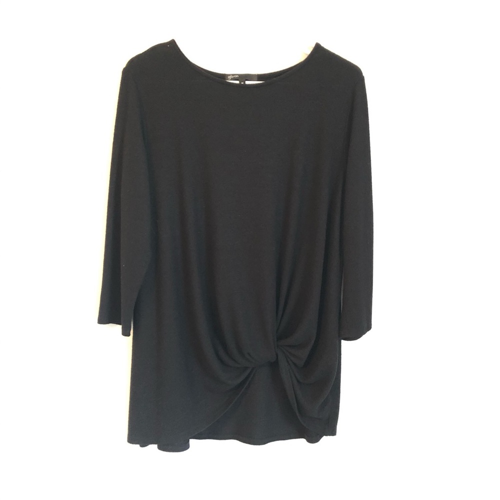 Gibson knot front long sleeve blouse M